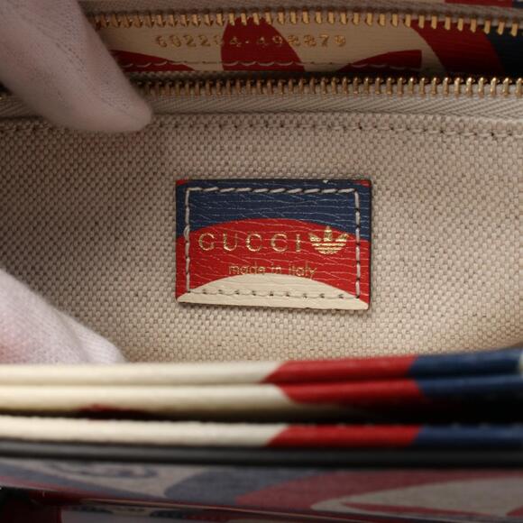 Gucci adidas Horsebit Leather Shoulder Bag Ivory White Navy Blue Red - Picture 4 of 5